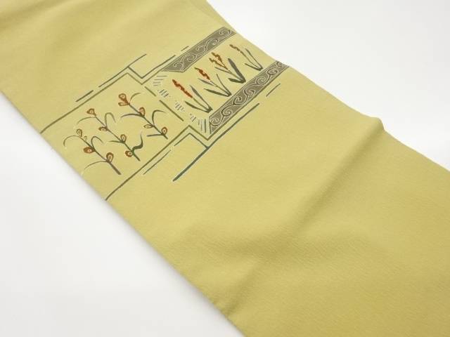 縮緬地金彩草花模様名古屋帯【中古】【着】【名古屋帯】 宗sou