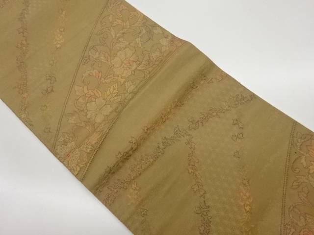 本場筑前博多花唐草に花葉線模様織出し名古屋帯【中古】【着】【名古屋帯】 宗sou
