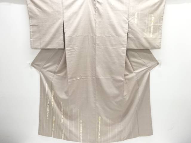 縞に花模様刺繍手織り紬訪問着【中古】【着】【紬・お召し】 宗sou