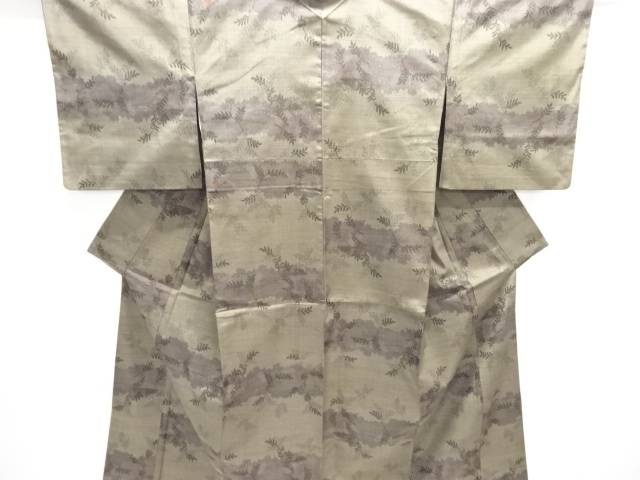 雲に草の実模様織り出し西陣お召着物【中古】【着】【紬・お召し】 宗sou