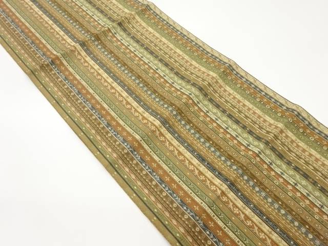 縞に幾何学模様織出し名古屋帯【中古】【着】【名古屋帯】 宗sou｜お茶道具・着物　【宗 sou】