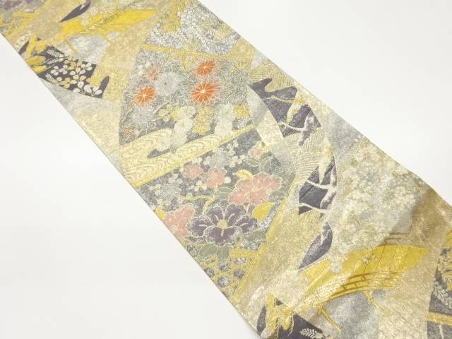 橋に鬘帯・花々模様織出し袋帯【中古】【着】【袋帯】 宗sou 10,508円