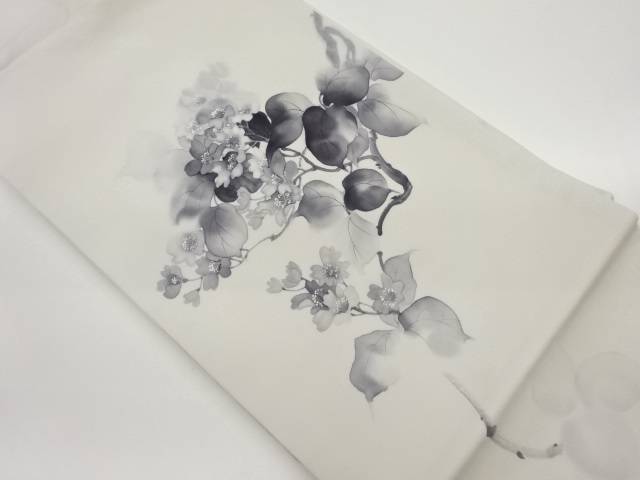作家物　塩瀬手描き花葉模様名古屋帯【中古】【着】【名古屋帯】 宗sou