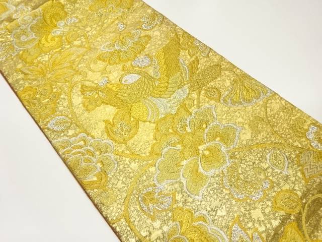 金糸花唐草に鴛鴦模様織出し全通袋帯【中古】【着】【袋帯】 宗sou｜お茶道具・着物　【宗 sou】