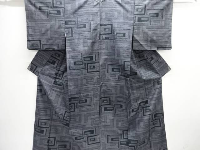 幾何学模様織り出し十日町紬着物【中古】【着】【紬・お召し】 宗sou