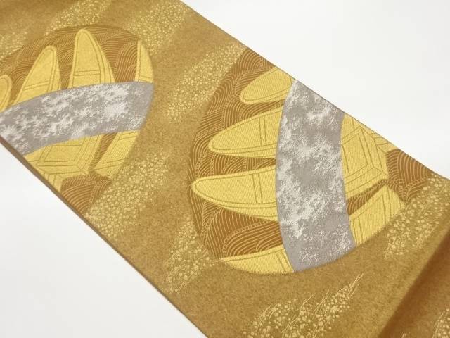 丸文・荒波に船模様織出し袋帯【中古】【着】【袋帯】 宗sou