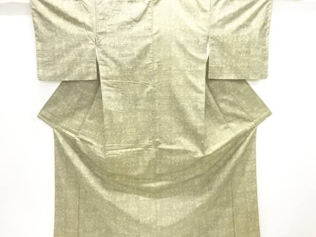 草花模様織出し西陣お召着物【中古】【着】【紬・お召し】 宗sou