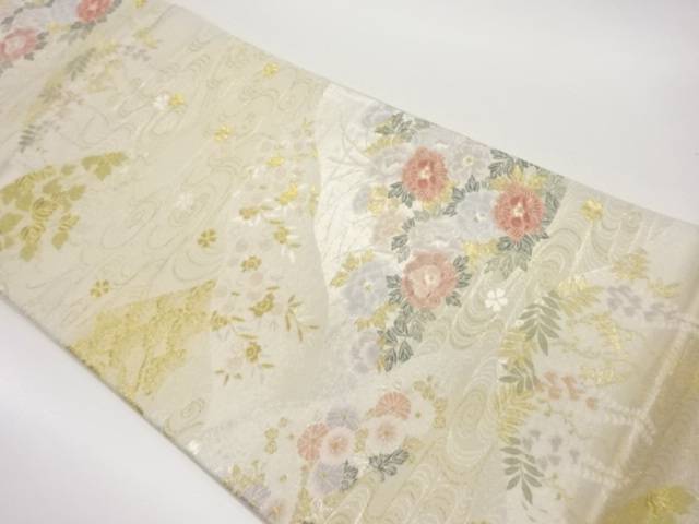 四季草花文織出し袋帯【中古】【着】【袋帯】 宗sou