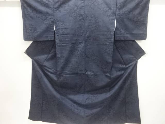 草花模様織出し手織り紬着物【中古】【着】【紬・お召し】 宗sou