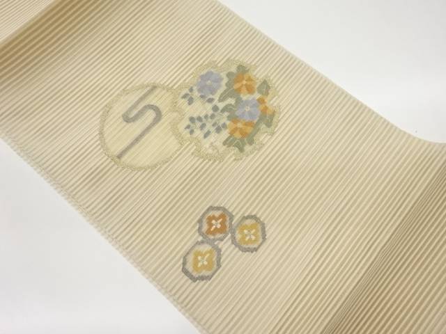 絽綴れ雪輪に草花模様織出し名古屋帯【中古】【着】【名古屋帯】 宗sou｜お茶道具・着物　【宗 sou】