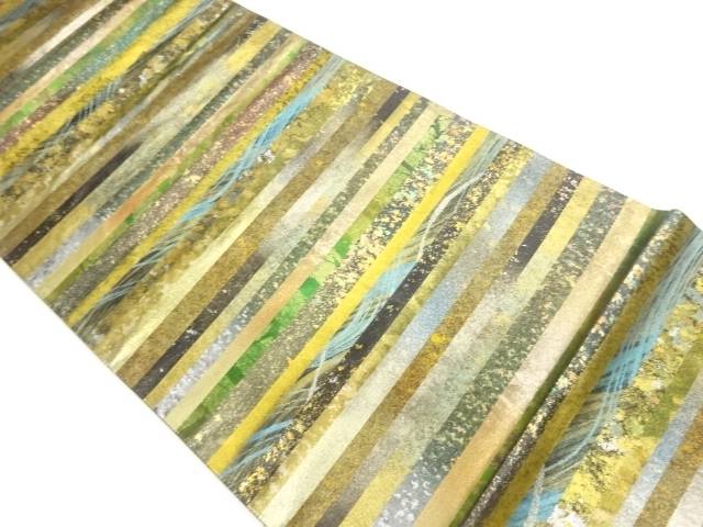引箔横縞に抽象模様袋帯【中古】【着】【袋帯】 宗sou