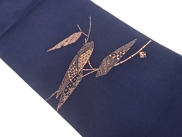 縮緬地草木手染笹模様名古屋帯【中古】【着】【名古屋帯】 宗sou