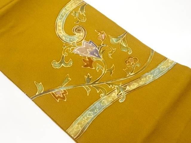 作家物　縮緬地花唐草模様名古屋帯【中古】【着】【名古屋帯】 宗sou