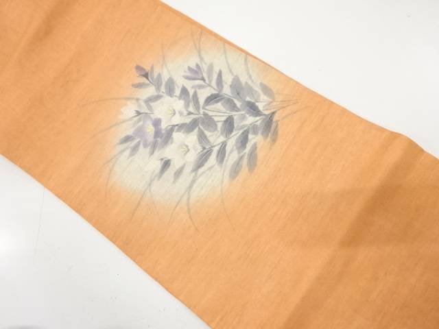 紗紬　手描き　桔梗模様　名古屋帯【中古】【着】【名古屋帯】 宗sou