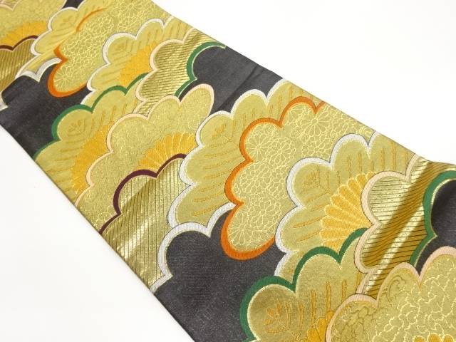 松に菊・牡丹模様織出し袋帯【中古】【着】【袋帯】 宗sou