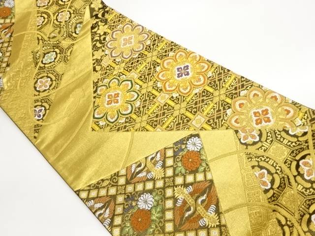 切り嵌め風華紋に蜀江文・草花・向かい鶴模様織出し袋帯【中古】【着】【袋帯】 宗sou｜お茶道具・着物　【宗 sou】