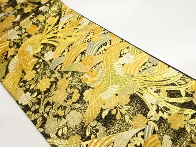 鳳凰に桜・荒波模様織出し袋帯【中古】【着】【袋帯】 宗sou|お茶道具・着物 【宗 sou】
