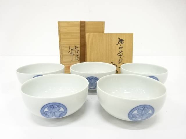文筆家物 染付 葵紋 汲出 5客揃【中古】【道】 宗sou