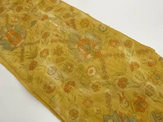 手織り紬草花模様織出し名古屋帯【中古】【着】【名古屋帯】 宗sou|お茶道具・着物 【宗 sou】