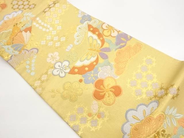 蝶に松・梅模様織出し袋帯【中古】【着】【袋帯】 宗sou