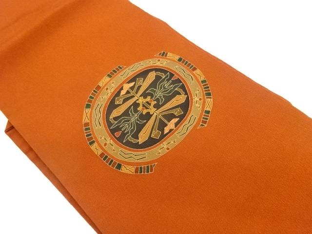 縮緬地丸に抽象模様刺繍名古屋帯【中古】【着】【名古屋帯】 宗sou