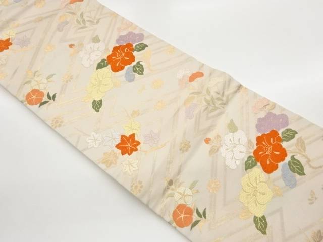 唐織花々模様織出し名古屋帯【中古】【着】【名古屋帯】 宗sou
