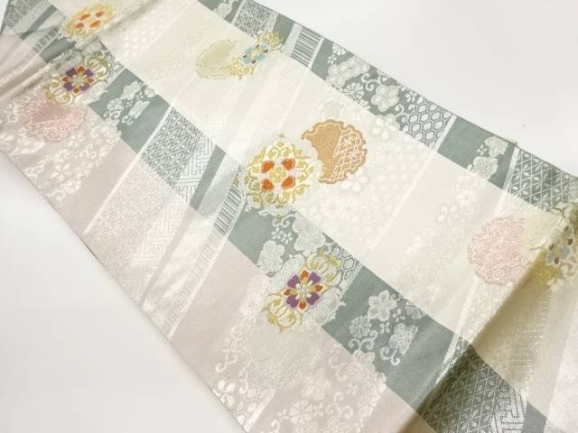 華紋に雪輪・古典柄模様織出し名古屋帯【中古】【着】【名古屋帯】 宗sou