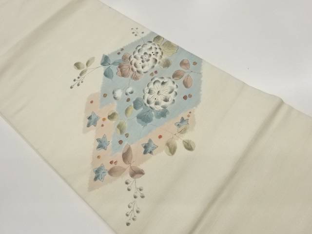 手描き辻ヶ花に幾何学模様開き名古屋帯（額縁仕立て）【中古】【着】【名古屋帯】 宗sou