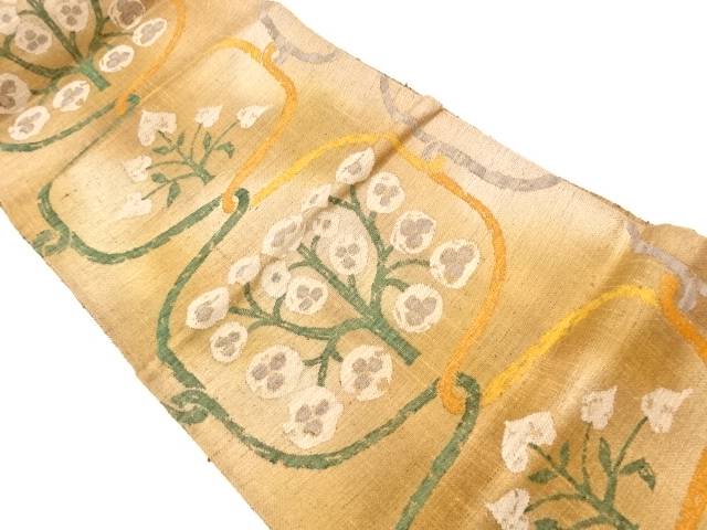 手織り紬変わり草花に抽象模様織出し袋帯【中古】【着】【袋帯】 宗sou|お茶道具・着物 【宗 sou】