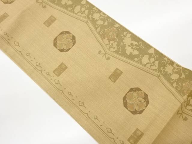 花に唐草模様織出し洒落袋帯【中古】【着】【袋帯】 宗sou