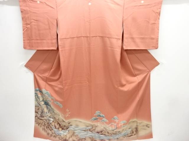 雉に滝模様三つ紋色留袖【中古】【着】【留袖】 宗sou