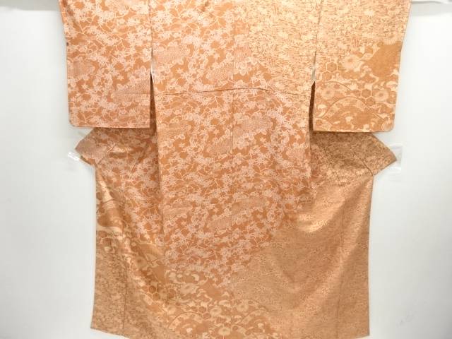 家屋に草花模様付け下げ小紋着物(重ね衿付き)【中古】【着】【小紋】 宗sou