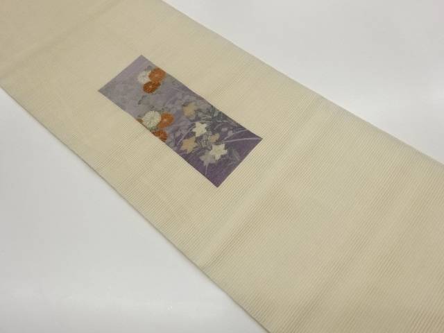 絽短冊に菊・桔梗模様織出し袋帯【中古】【着】【袋帯】 宗sou