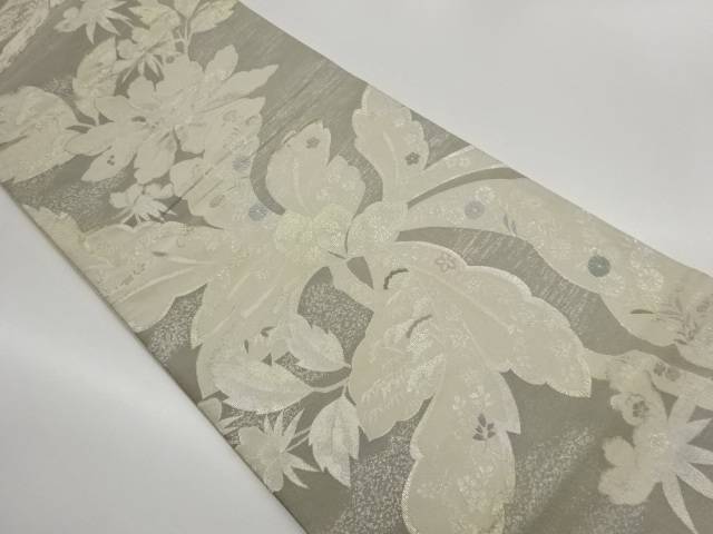 花葉模様織出し袋帯【中古】【着】【袋帯】 宗sou