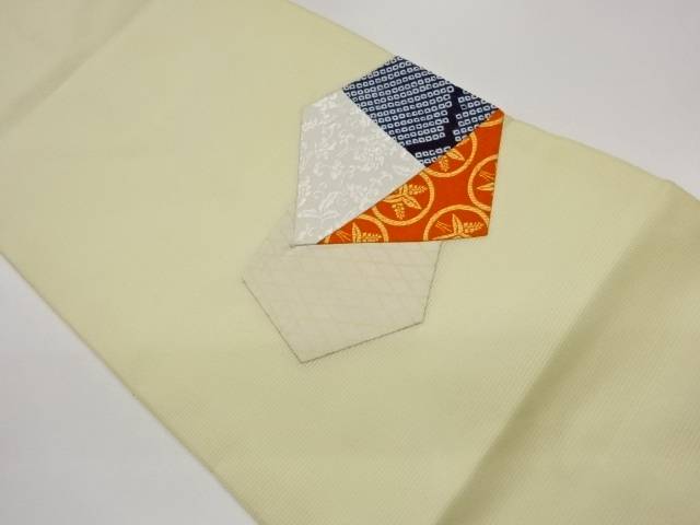 絽絞り切り嵌め丸文に花唐草模様名古屋帯【中古】【着】【名古屋帯】 宗sou