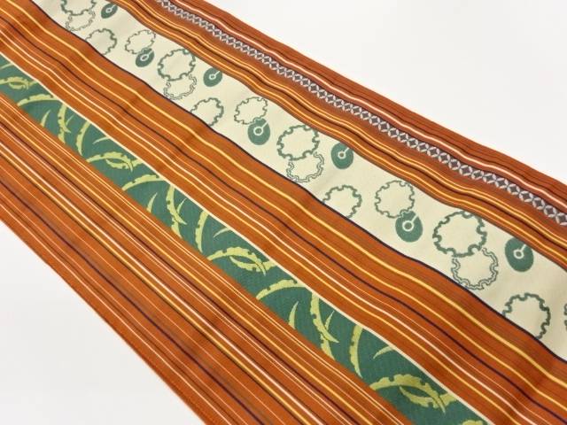 綴れ縞に雪輪・雪芝・七宝模様織出し名古屋帯【中古】【着】【名古屋帯】 宗sou