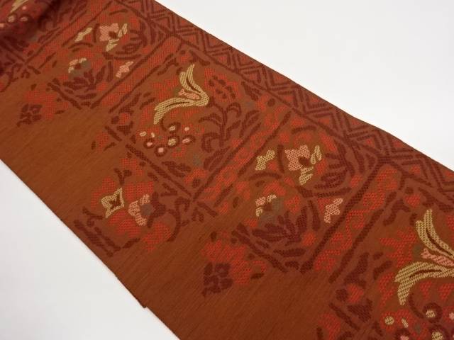 本場筑前博多横段に花唐草模様織出し名古屋帯【中古】【着】【名古屋帯】 宗sou
