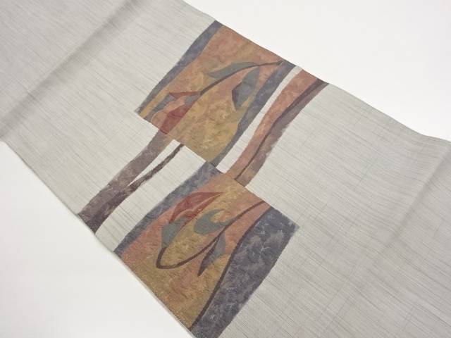 ふくれ織変わり色紙に抽象花模様織出し開き名古屋帯（額縁仕立て）【中古】【着】【名古屋帯】 宗sou｜お茶道具・着物　【宗 sou】 9,450円
