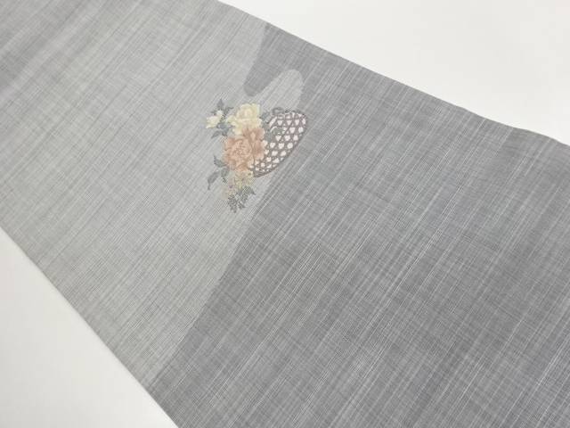 曲線に花籠模様織出し名古屋帯【中古】【着】【名古屋帯】 宗sou