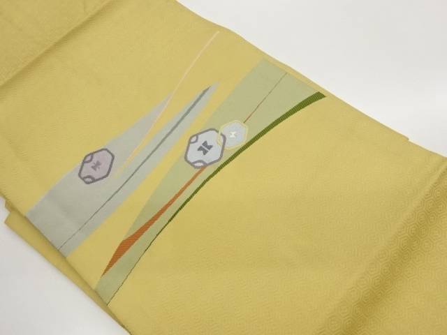 亀甲に変わり横縞模様織出し名古屋帯【中古】【着】【名古屋帯】 宗sou
