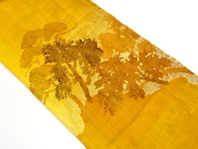 手織り真綿紬木々風景模様織出し名古屋帯【中古】【着】【名古屋帯】 宗sou