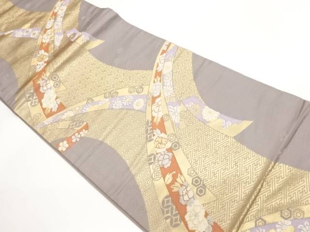 鬘帯に花々・古典柄模様織出し開き名古屋帯（額縁仕立て）【中古】【着】【名古屋帯】 宗sou 8,820円