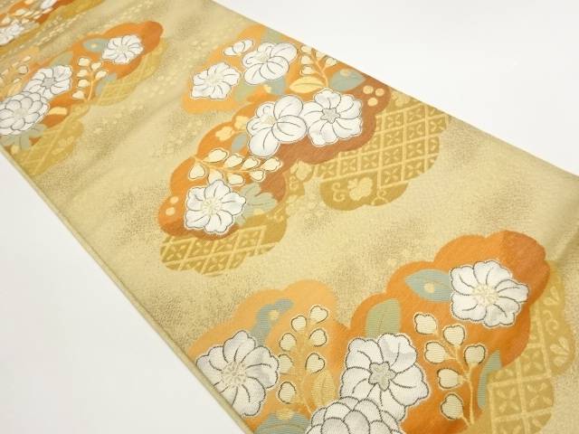 都製　雲取りに草花模様織出し袋帯【中古】【着】【袋帯】 宗sou｜お茶道具・着物　【宗 sou】