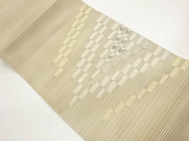 絽綴れ変わり市松模様織出し名古屋帯【中古】【着】【名古屋帯】 宗sou