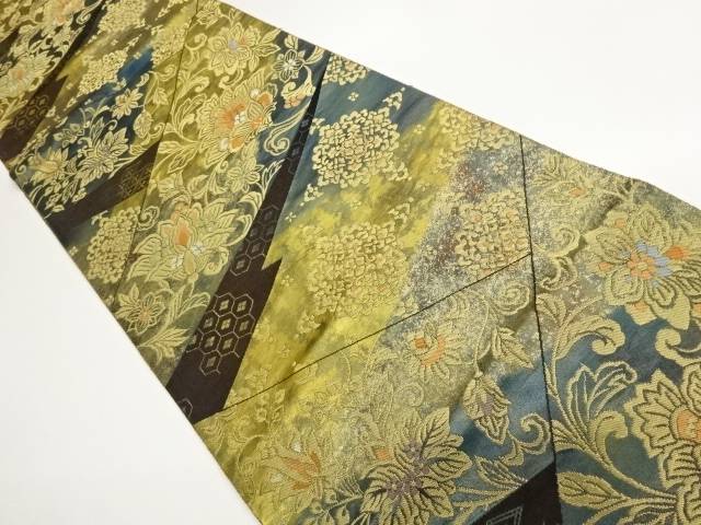 服部織物製 こはく錦手工芸引箔切り嵌め風華紋に草花・古典柄模様織出し袋帯【中古】【着】【袋帯】 宗sou|お茶道具・着物 【宗 sou】