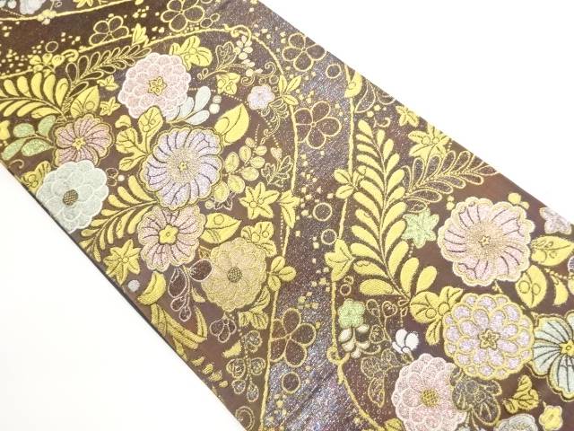 辻ヶ花に曲線・花唐草模様織出し全通袋帯【中古】【着】【袋帯】 宗sou｜お茶道具・着物　【宗 sou】 20,661円