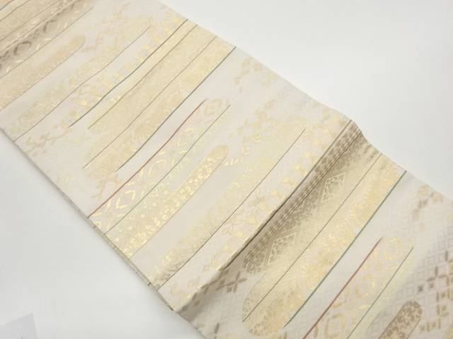 霞に花唐草模様織出し名古屋帯【中古】【着】【名古屋帯】 宗sou
