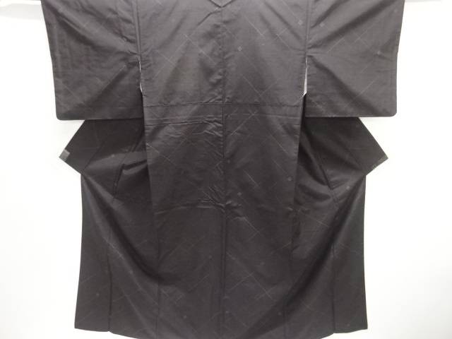 幾何学模様織り出し手織り紬着物【中古】【着】【紬・お召し】 宗sou