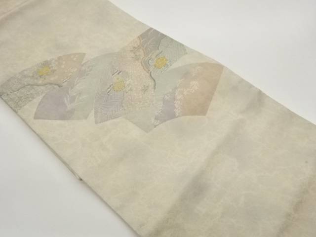 地紙に草花・唐草模様織出し名古屋帯【中古】【着】【名古屋帯】 宗sou