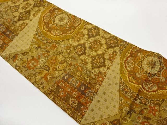 切り嵌め風花唐草に華紋模様織出し洒落袋帯【中古】【着】【袋帯】 宗sou